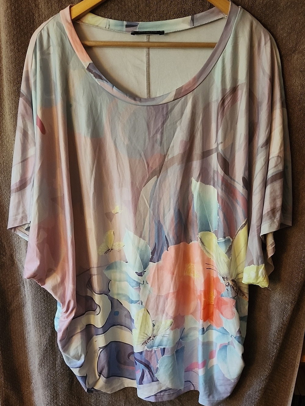Women's Pastel Floral Scoop Neck Top - Multi